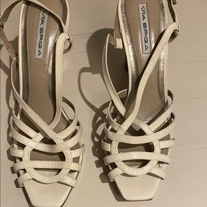 Via Spiga Women's Beige Strappy Heels